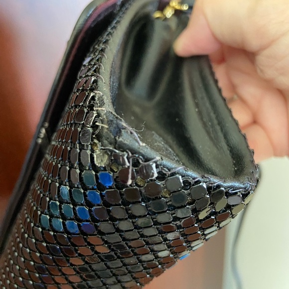 Vintage WHITING and DAVIS INTERNATIONAL Black Mesh Medium Handbag - Picture 6 of 13